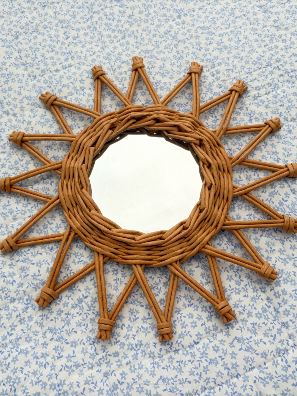 Rattan sunburst mirror wall decor
